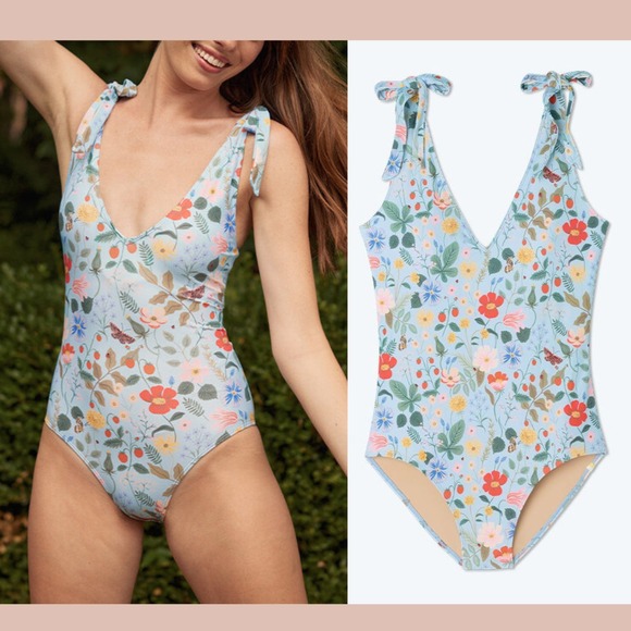 Summersalt Floral One Piece Swimsuit - Blue and Red - Picture 1 of 11